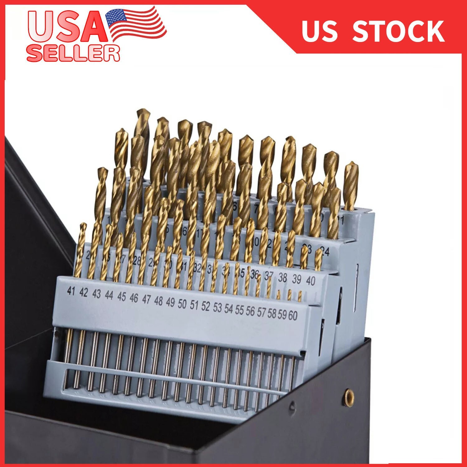 60Pcs Heavy Duty Drill Bit Sets, HSS Titanium Multi Drill Bits Twist Metal Tool gallery