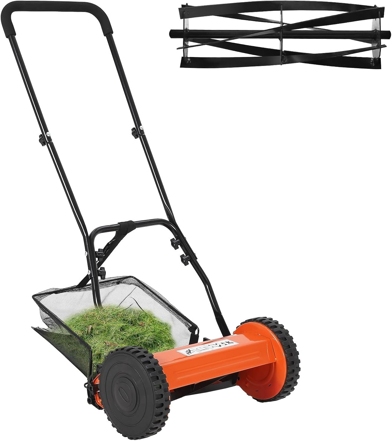 Manual Reel Lawn Mower,Walk-Behind Push Mower with Grass Bag & Adjustable Height gallery
