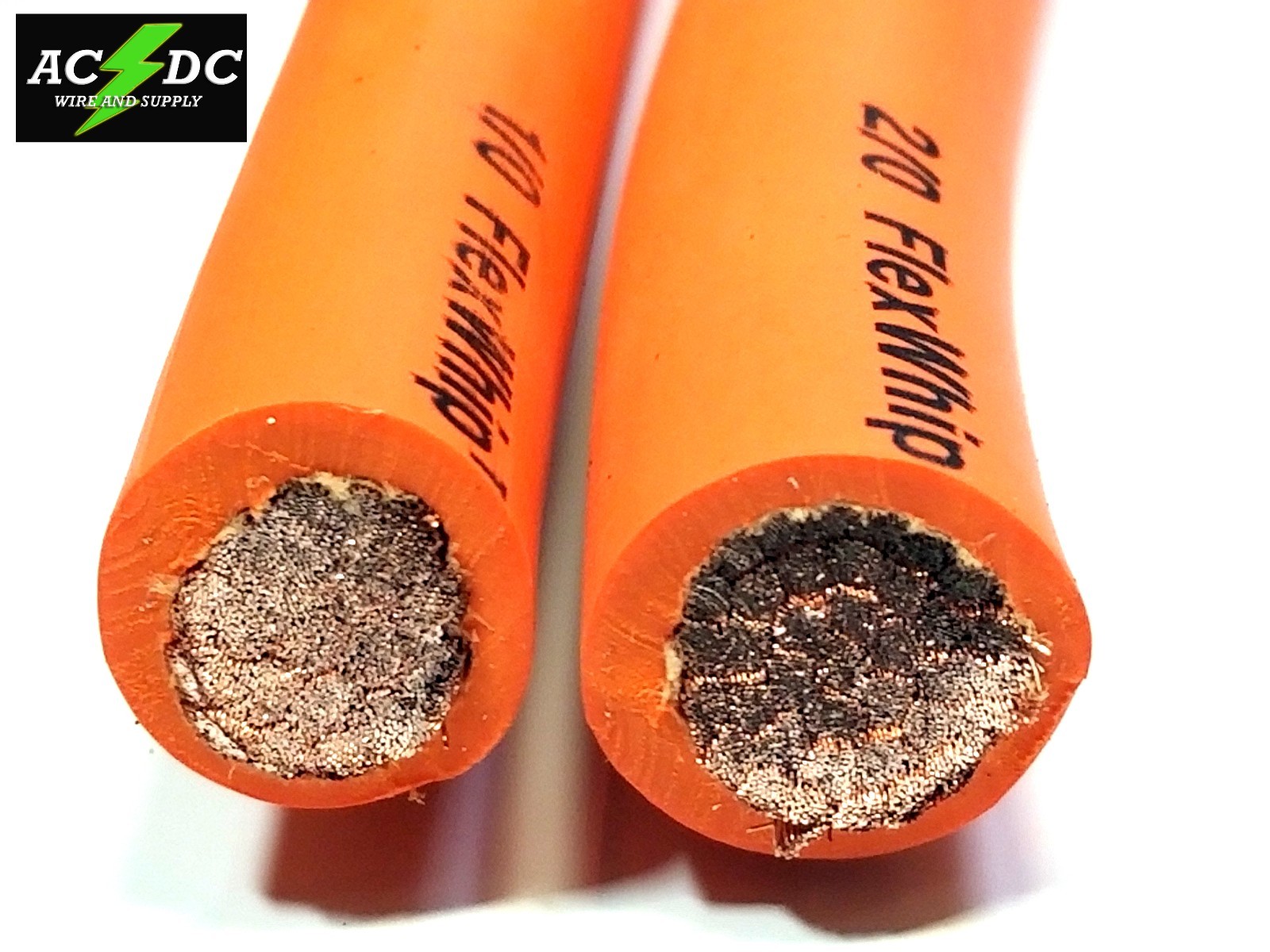 Battery Cable Pure Copper ORANGE FLEX WHIP Power Wire 1/0 or 2/0 Gauge AWG gallery