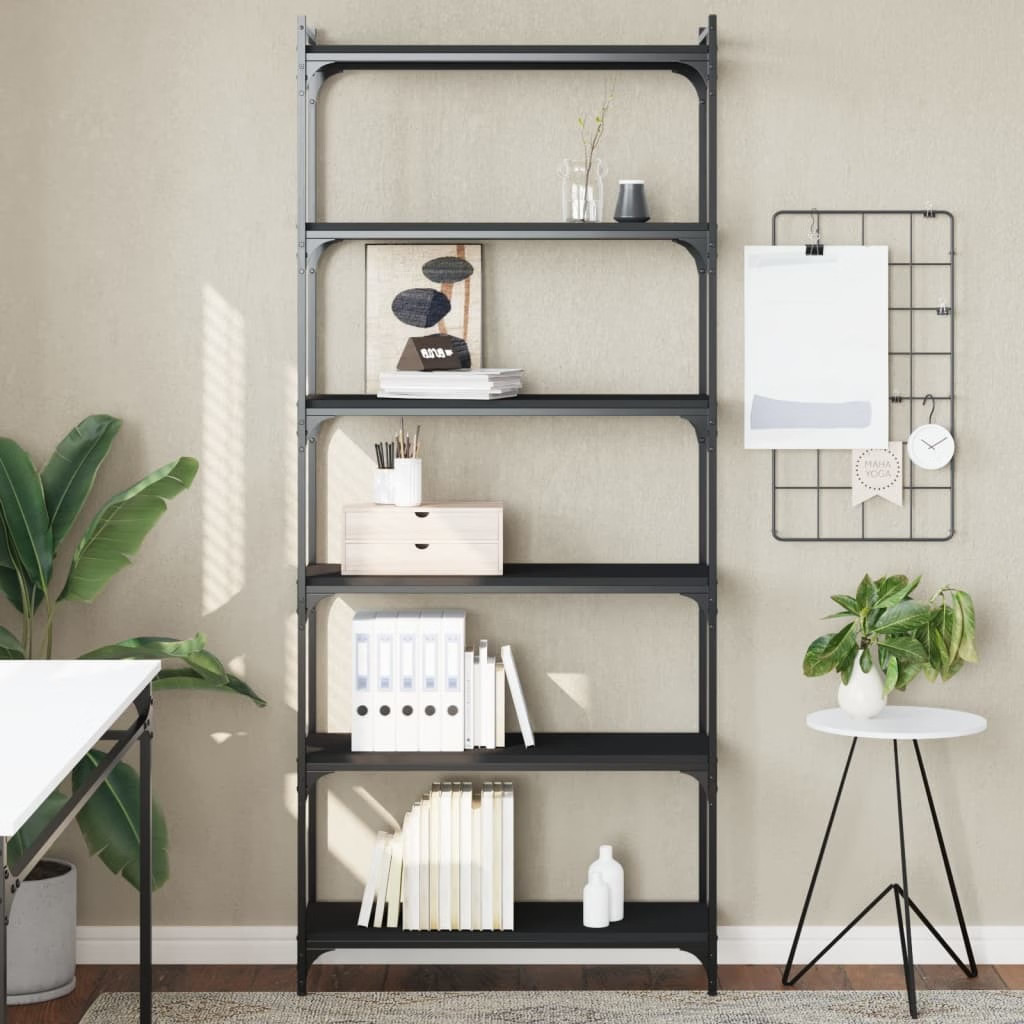 Bookcase Black Engineered wood, metal Medium Bookcase gallery