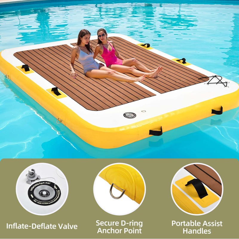 Water Platform Inflatable Floating Dock 6x5 ft Non-Slip Floor, Heavy Duty PVC gallery
