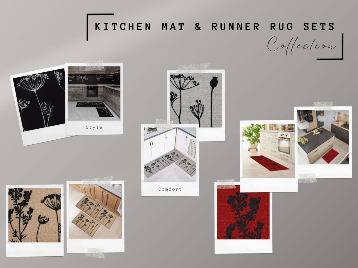 Wool Effect Wildflowers Kitchen Mat & Runner Rug Set of 2 gallery