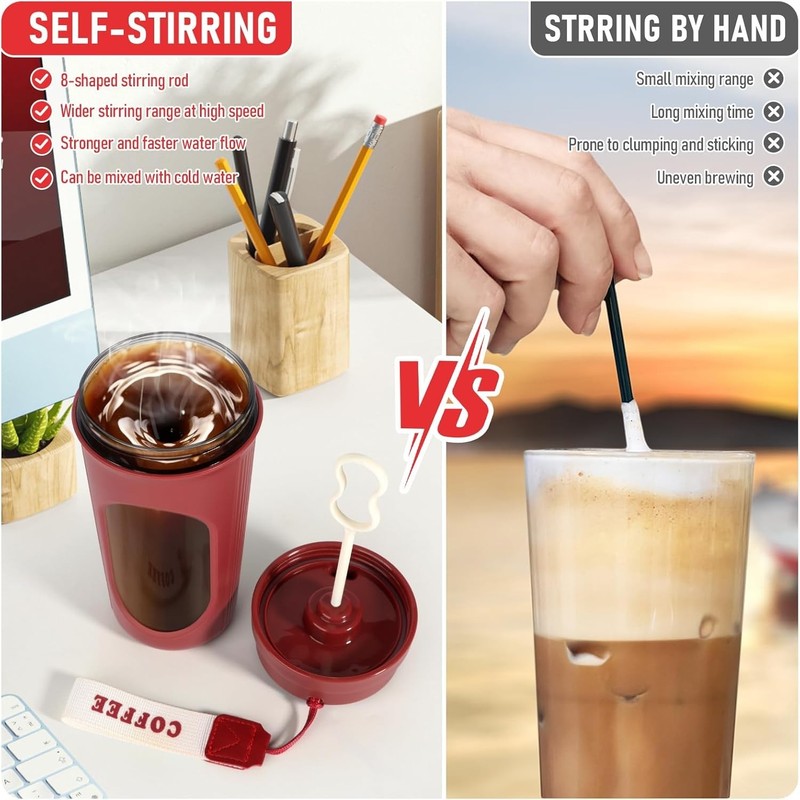 Office Automatic Electric Self Stirring Mug Cup Mixing Coffee Milk Tea Beer US gallery
