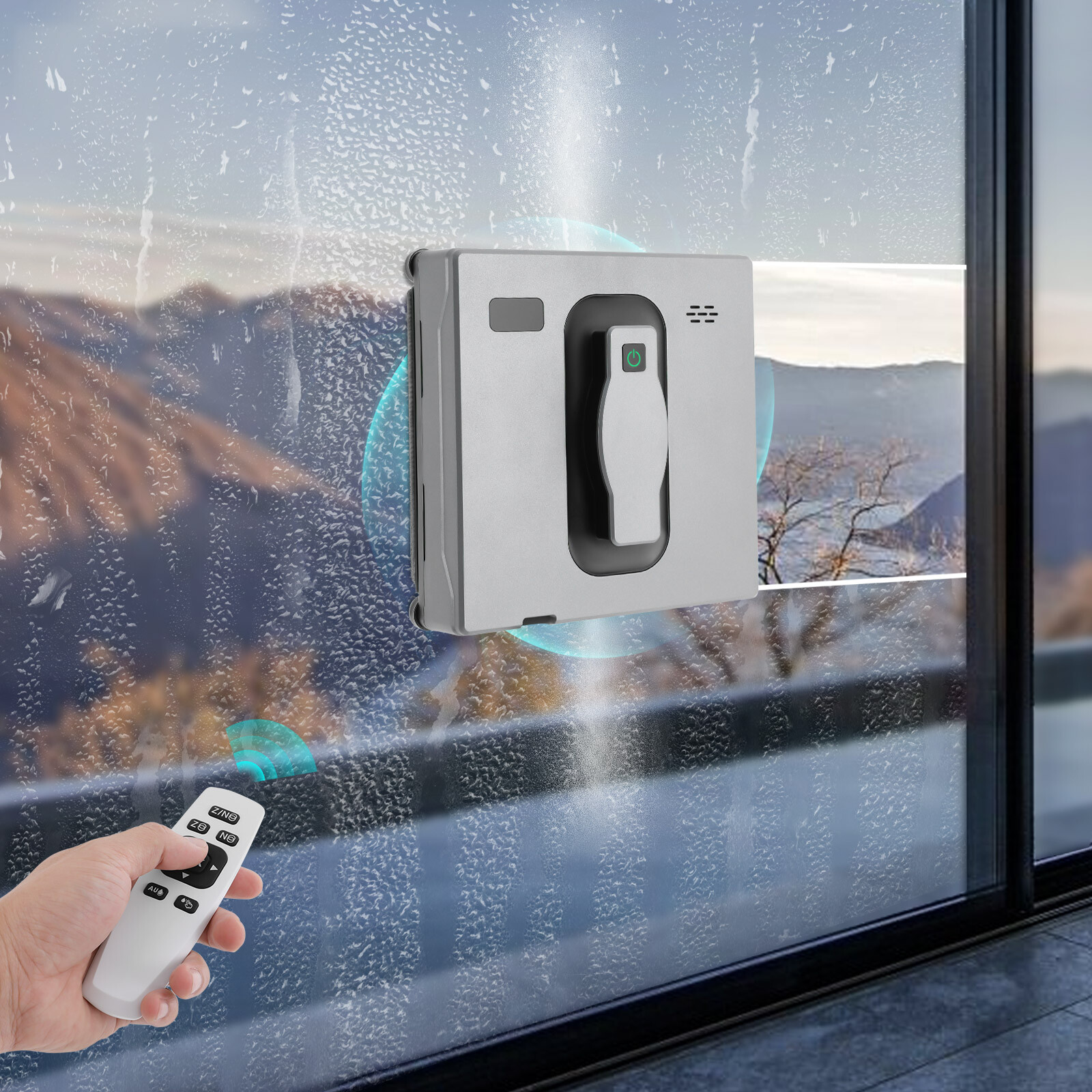 Automatic Window Vacuum Cleaner Cleaning Robot With Remote Auto Water Spray 65dB gallery