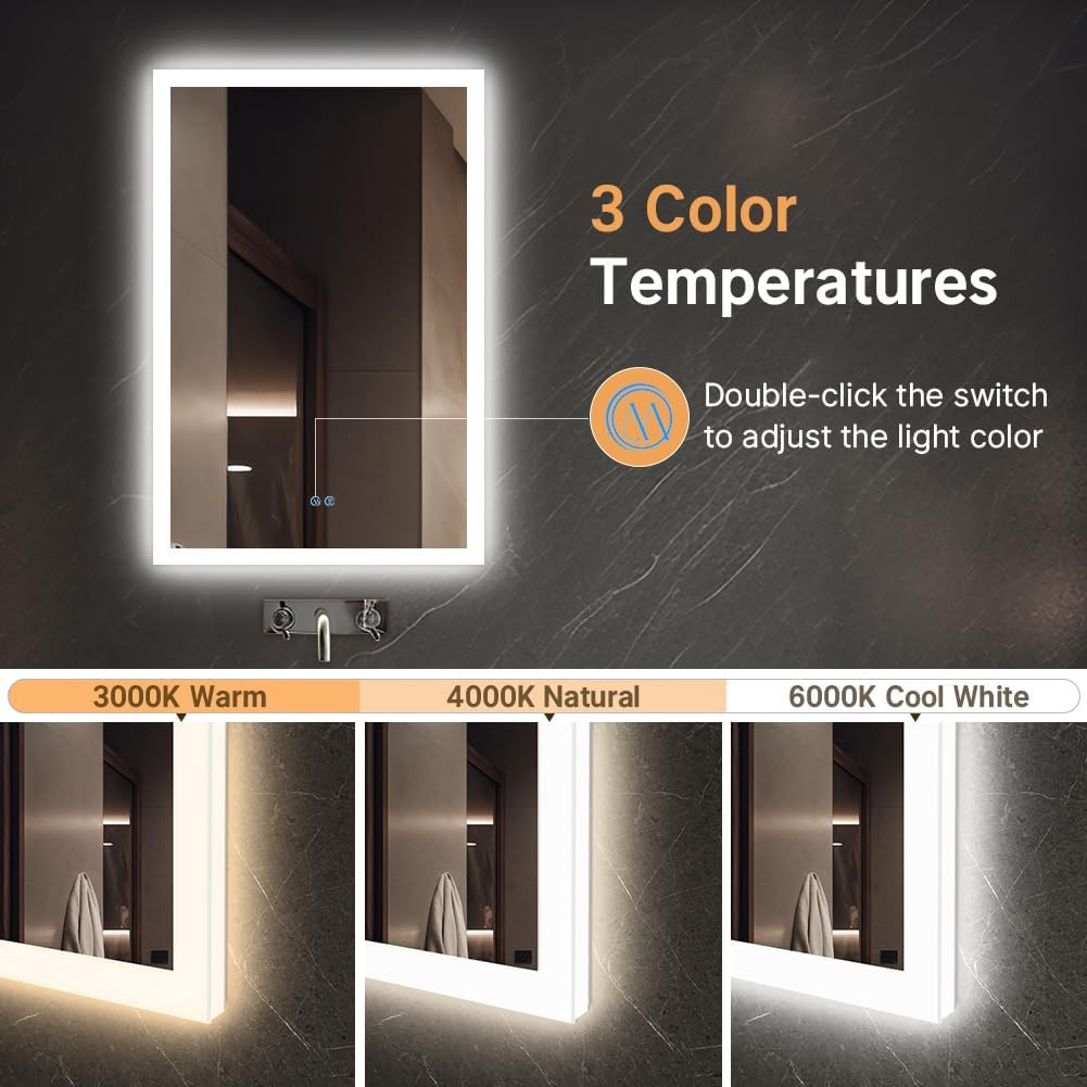 32" X 40" LED Backlit Bathroom Mirror with Anti-Fog & Adjustable Brightness gallery