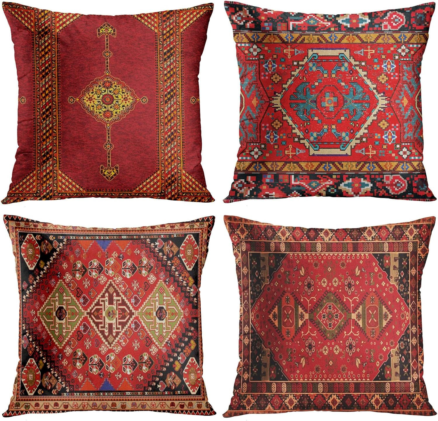 Throw Pillow Covers Geometric Kilim Moroccan Home Decor Set of 4 Oriental Ikat P gallery