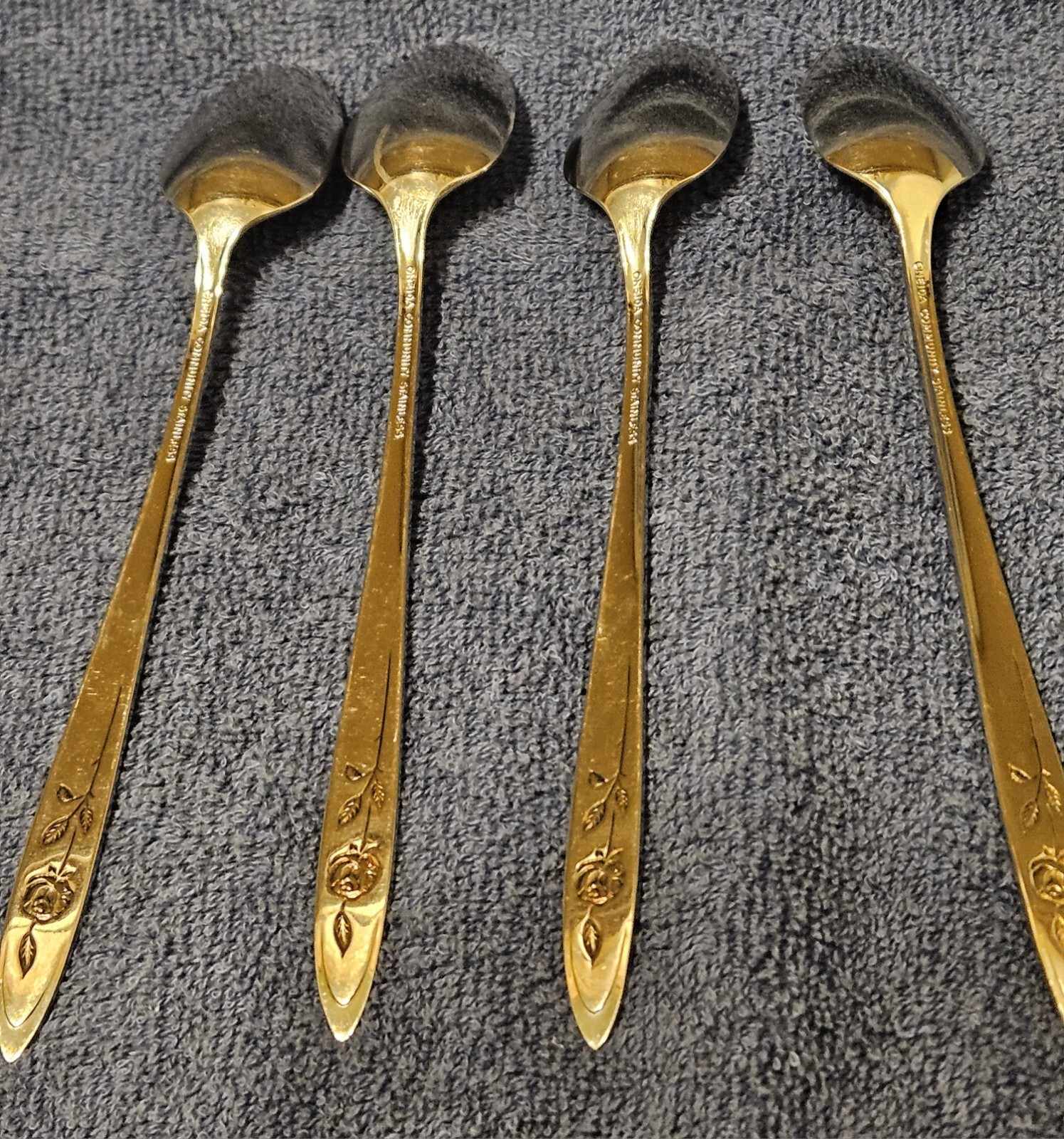 4 Oneida Community Stainless MY ROSE Pattern Iced Tea Spoons gallery