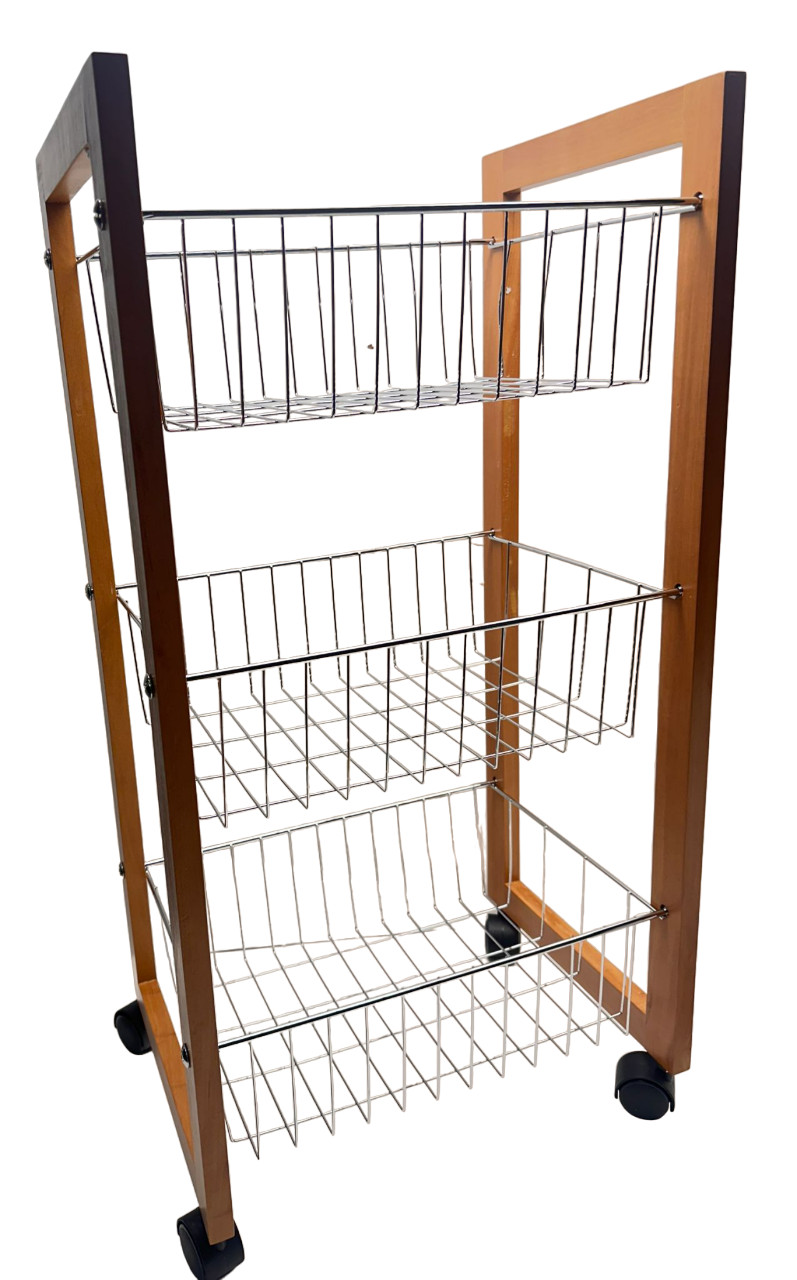 Organize it All Neu Home 3-Tier Storage Cart Wood and Metal 17744 gallery