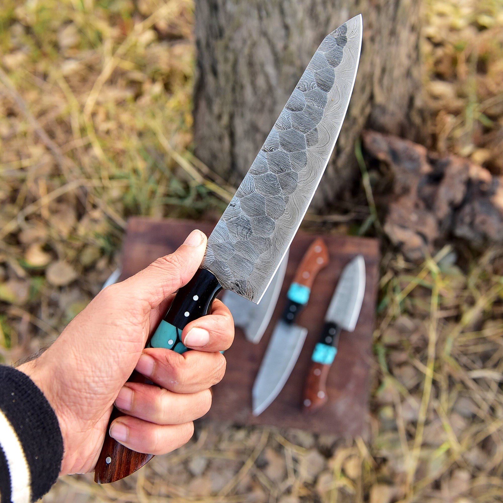 Damascus Knives Set Forged Damascus Chef Knife Set X678 gallery