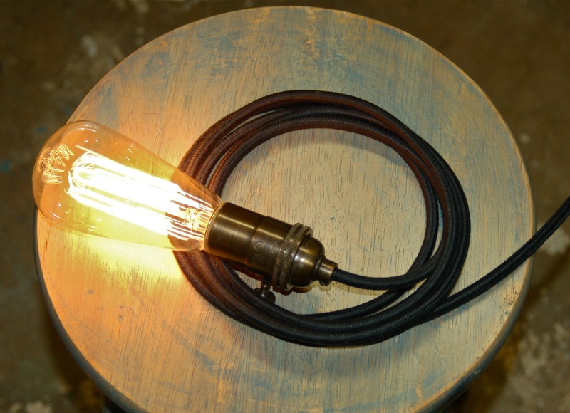 Solid Brass Light Socket 6 Finishes, Vintage Industrial Lamps Pendants 3way Knob gallery