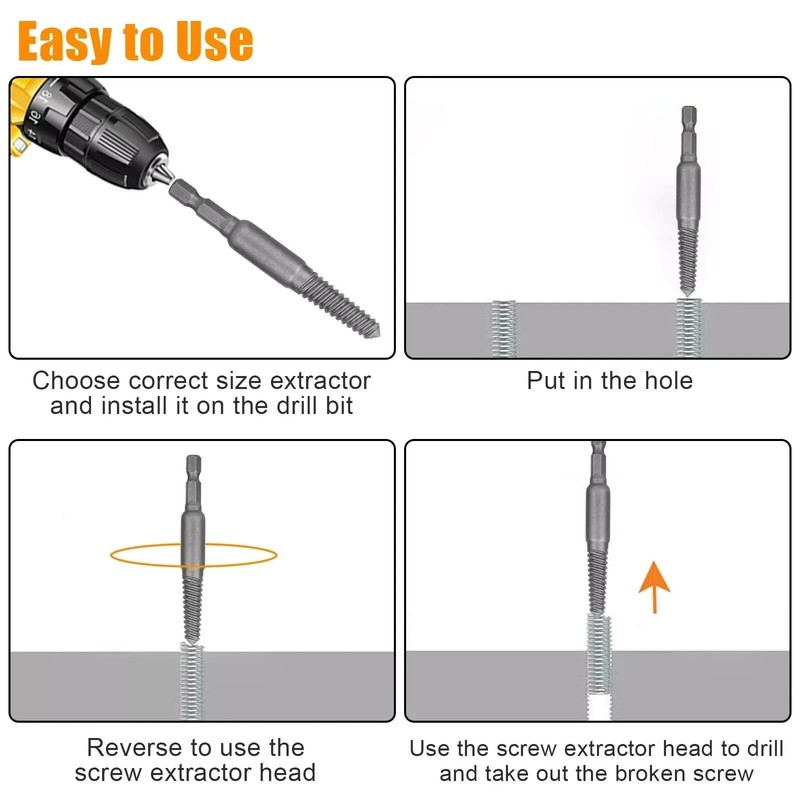 12Pcs Stud Screw Extractor Remover 1/4 Inch Hex Shank Damaged Bolt Easy Out Tool gallery