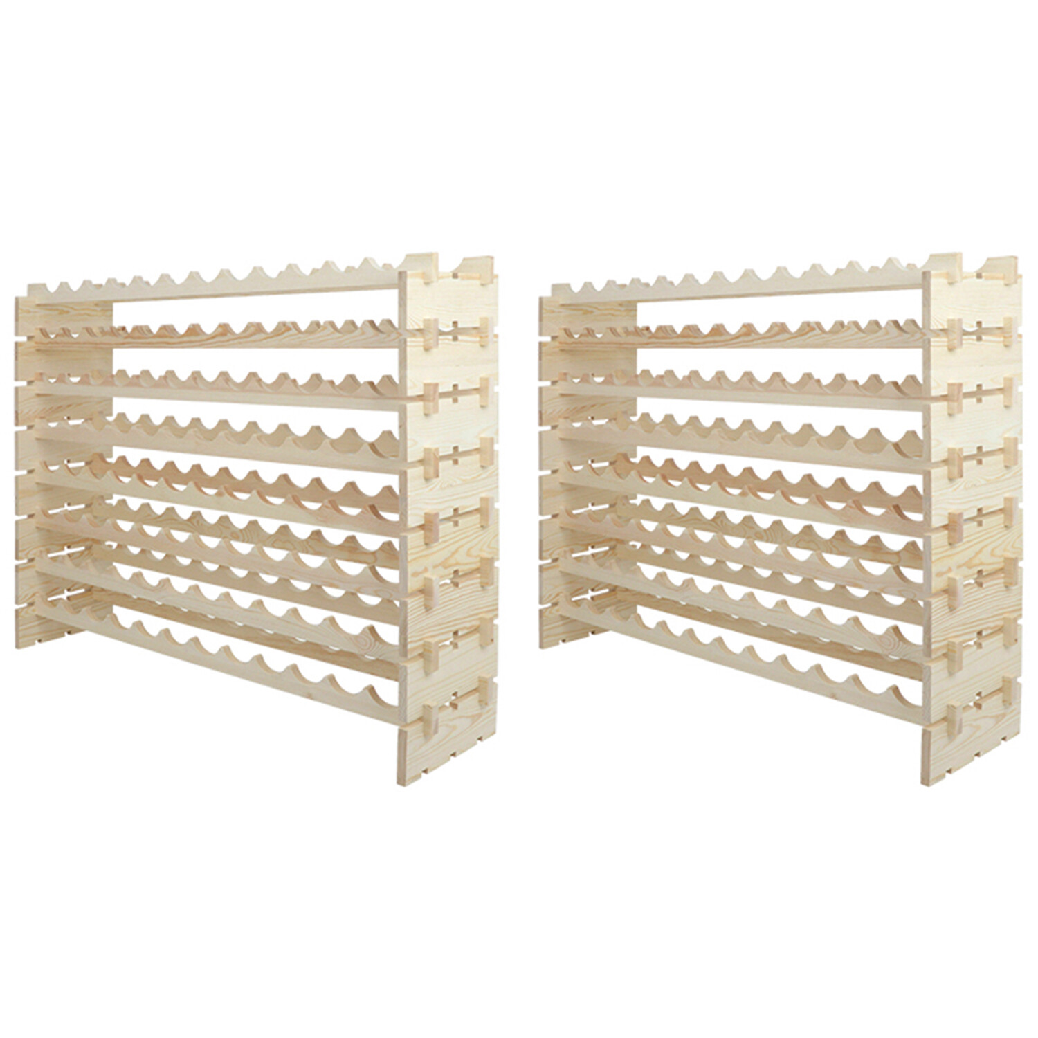 2PCS Wine Rack Natural Wood Holder Stackable Storage Display Shelve 96 Bottles gallery