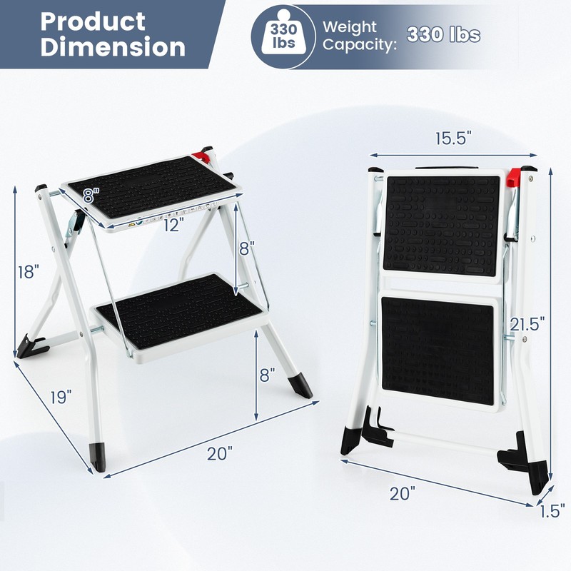 2-Step Folding Ladder Lightweight Portable Step Stool Heavy-Duty Metal Frame gallery