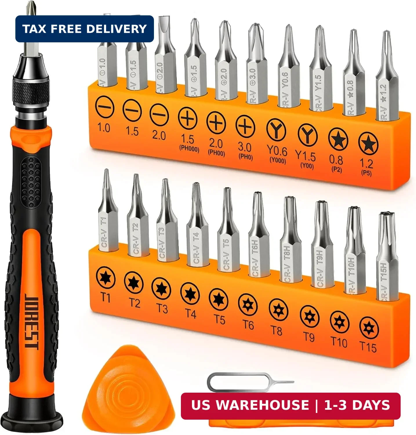 JOREST 24Pcs Small Precision Screwdriver Set with Torx T5 T6 T8 T9, Y00, Star P5 gallery