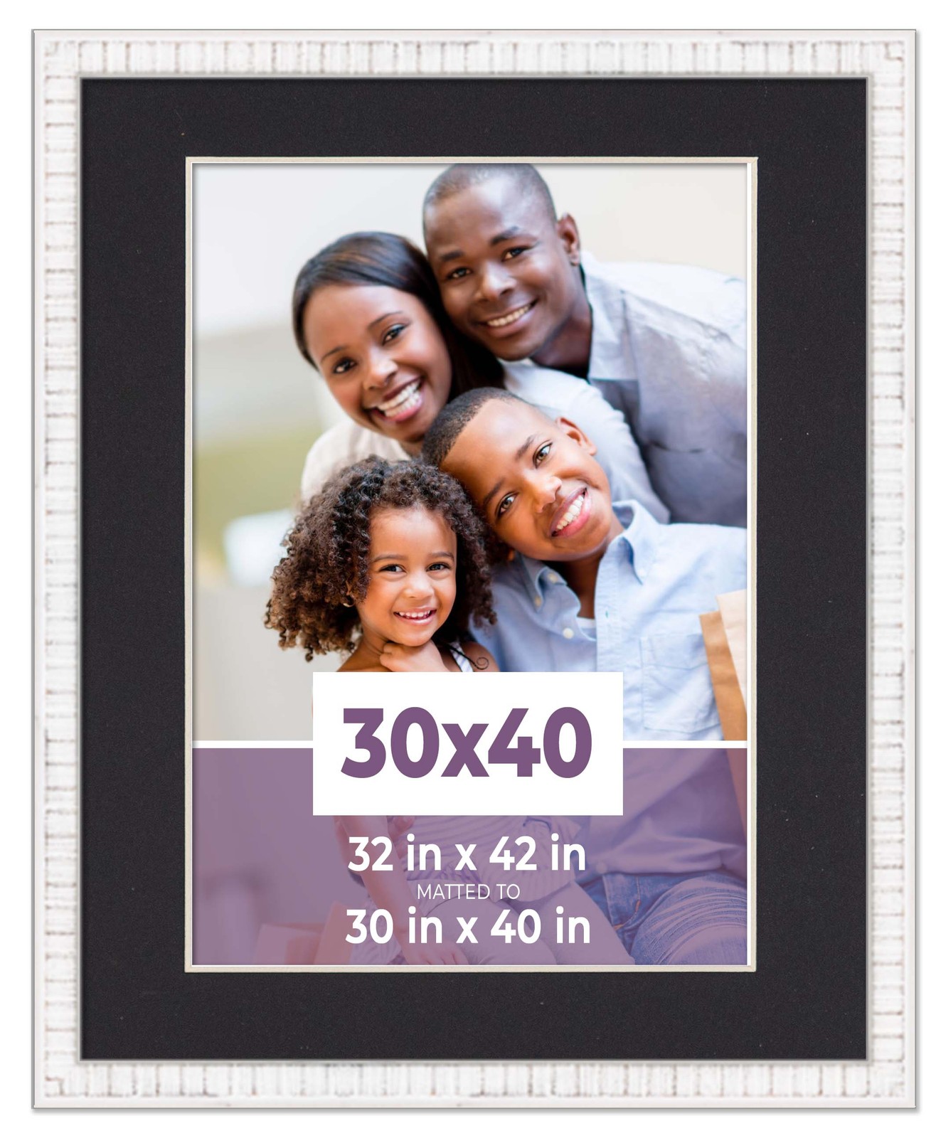 30x40 Frame White With Black Picture Mat For 30x40 Photo - White 32x42 Frame To gallery