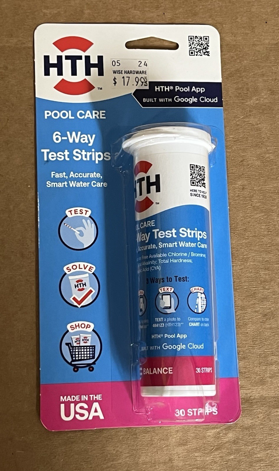 HTH 6-Way Swimming Pool Water Test Strips 30 Strip Pack Made in USA New gallery