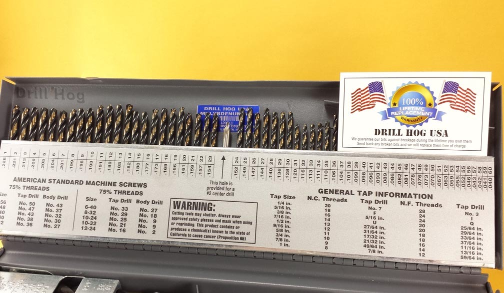 116 Pc Drill Bit Set Letter Number MOLYBDENUM M7 Lifetime Warranty Drill Hog® gallery