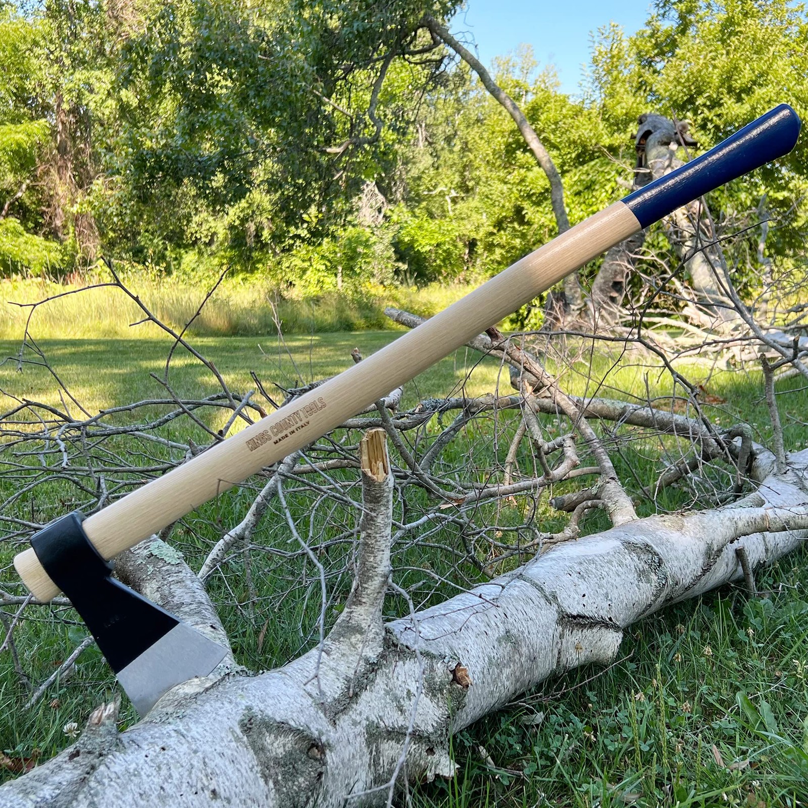Kings County Tools Classic Italian Tree Felling Axe 35 Long Straight Ash Wooden gallery