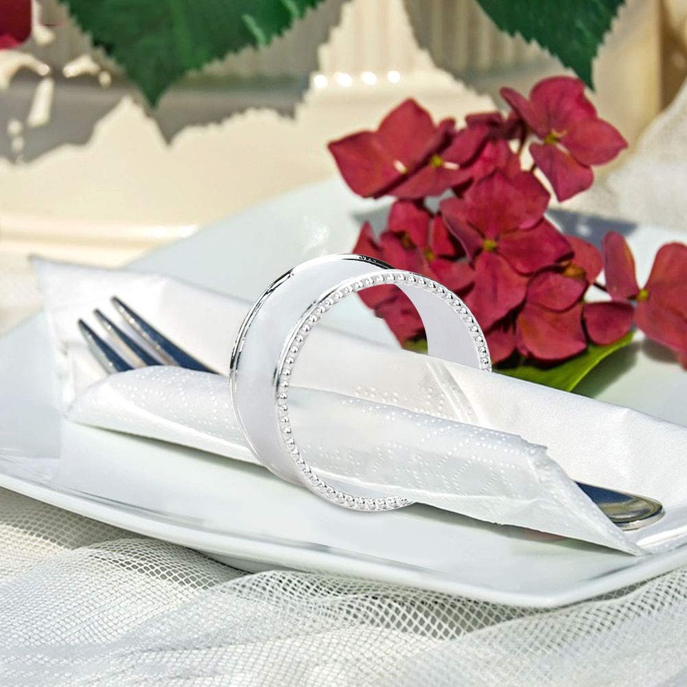 6 Pcs Stainless Steel Bead Side Napkin Rings Delicate Serviette Buckles (Silver) gallery