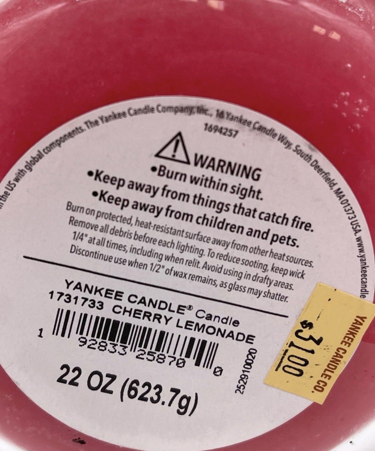 Yankee Candle CHERRY LEMONADE Large Jar 22 oz Candle gallery