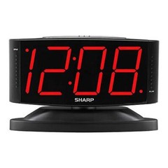 SHARP Home LED Digital Alarm Clock – Swivel Base – Outlet Powered, Simple