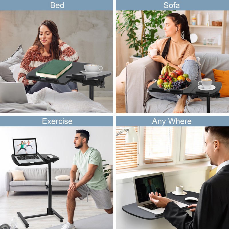 Adjustable Angle & Height Rolling Laptop Desk Over Bed Hospital Table Stand Tray gallery