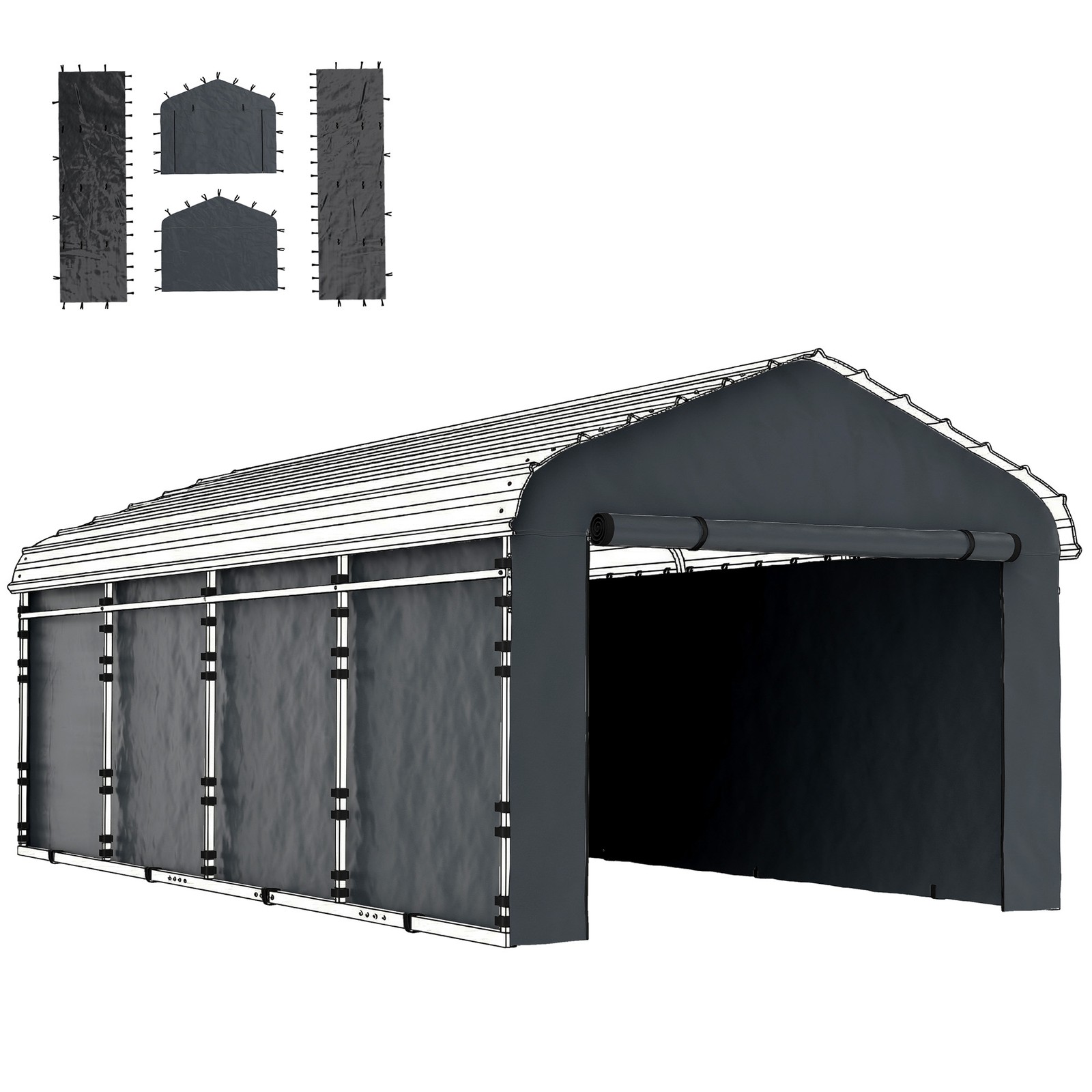 Carport Replacement Sidewall Panel Set of 4 for 10' x 15' Carports gallery