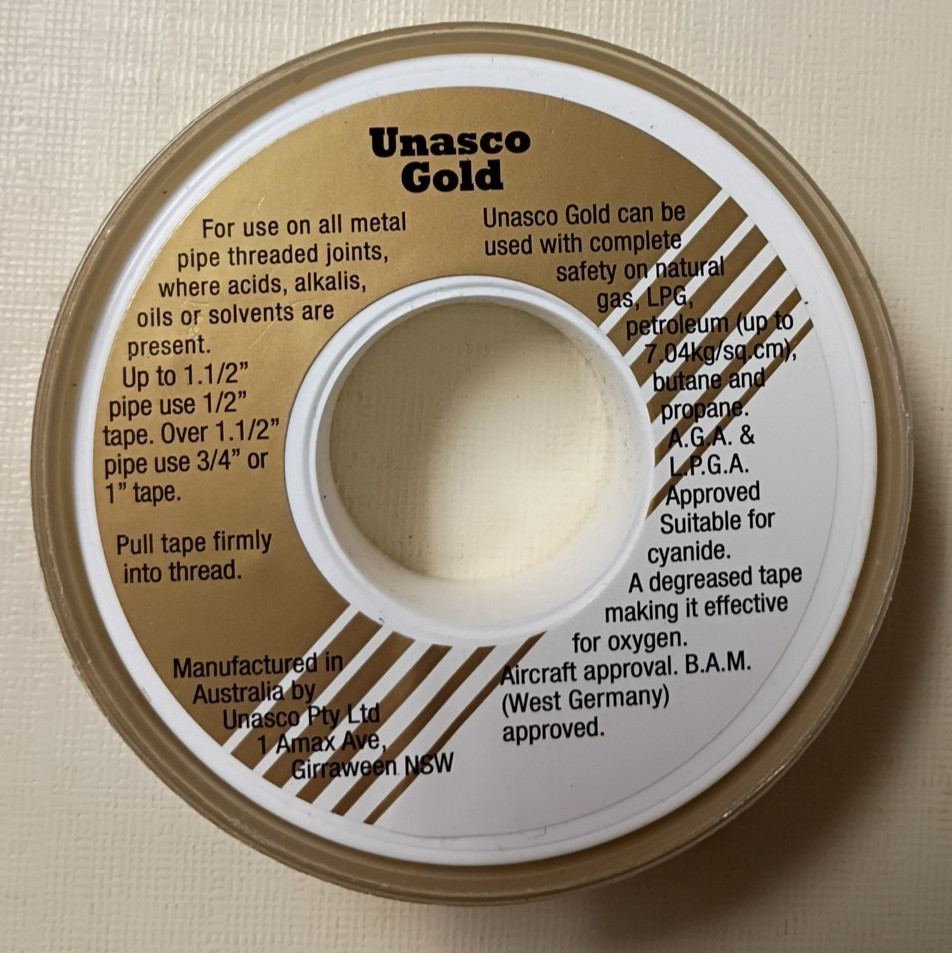 Double Roll Unasco Gold Maximum Density Thread Seal Tape (ATG0): 1/2 in. x 32.9m gallery
