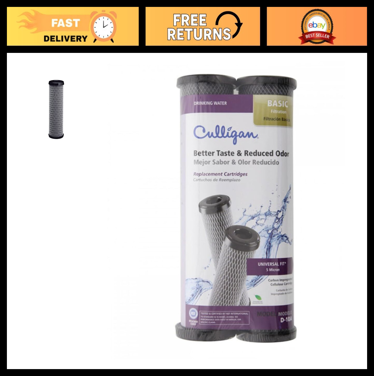 2-Pack Replacement Water Filter Cartridge - Carbon-Impregnated for Clean Drinkin gallery