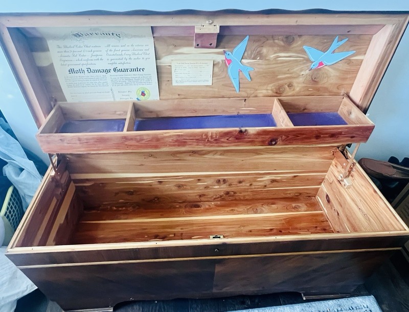 Bluebird Cedar Chest Brown Solid Wood Rectangular Storage Chest Trunk Hinged Lid gallery