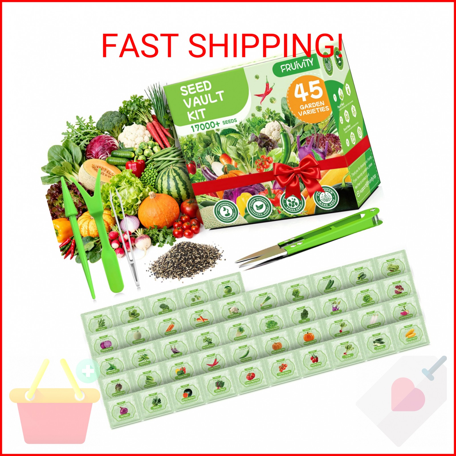 Fruivity 45 Heirloom Vegetable Seeds Variety Pack - 17,000+ Garden Seeds for Pla gallery