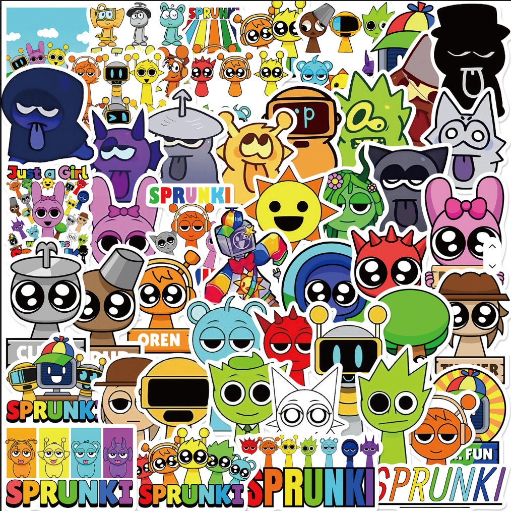 50PCS Sprunki Graffiti Stickers Waterproof Vinyl Laptop Guitar Luggage DIY Decal gallery