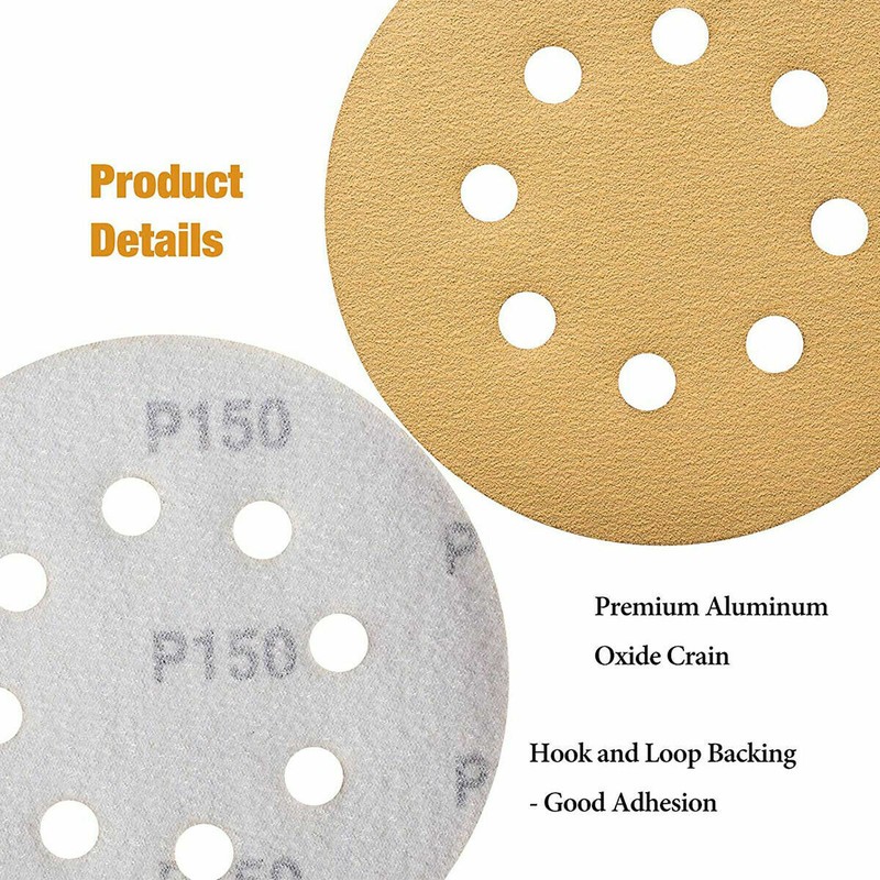 5 inch Sanding Discs 120 Grit Hook Loop 8-Hole Sandpaper Orbital Sander Paper gallery
