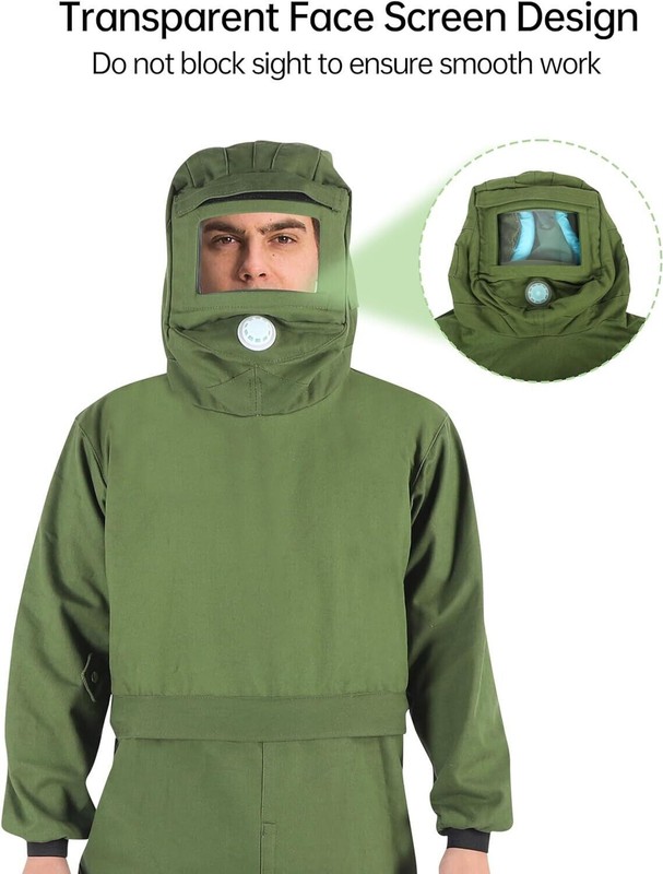 Sand Blasting Suit Protective Hood Splash Work Protection Protective Mask US gallery