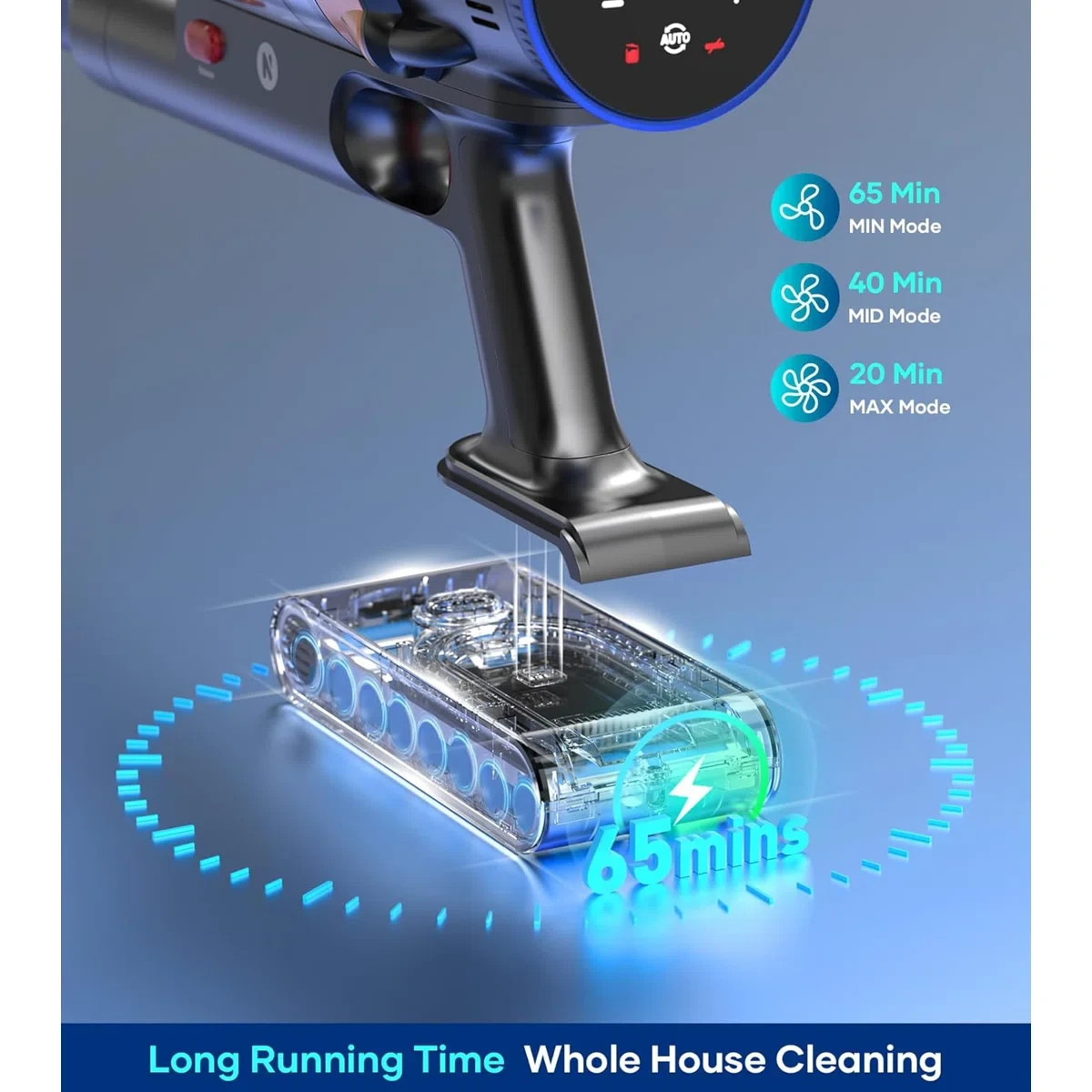 Cordless Vacuum Cleaner 450W/35Kpa Stick Vacuum with Self-Standing Max 60Mins gallery