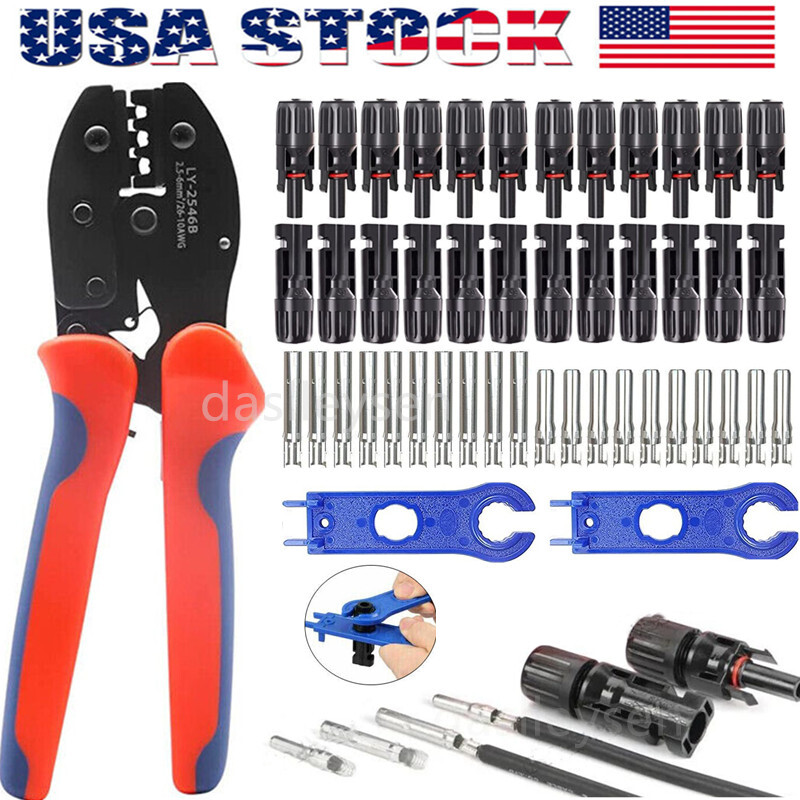 24/12PCS Solar Panel Cable Wire Connectors Crimper PV Crimping Pliers Tool Set gallery