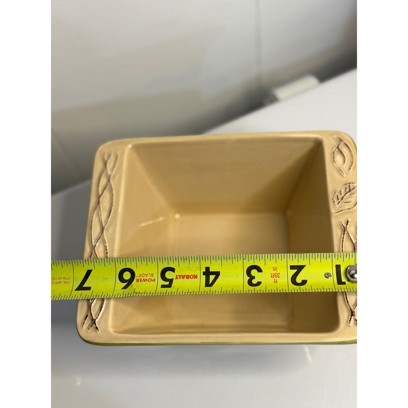 Tastefully Simple Host Collection Serving Bowl Green Leaf Embossed Ceramic gallery