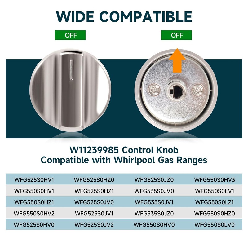 Gas Stove Knobs 5PCS Replace W11032553 Compatible with WFG550S0HZ0 WFG550S0LV1 gallery