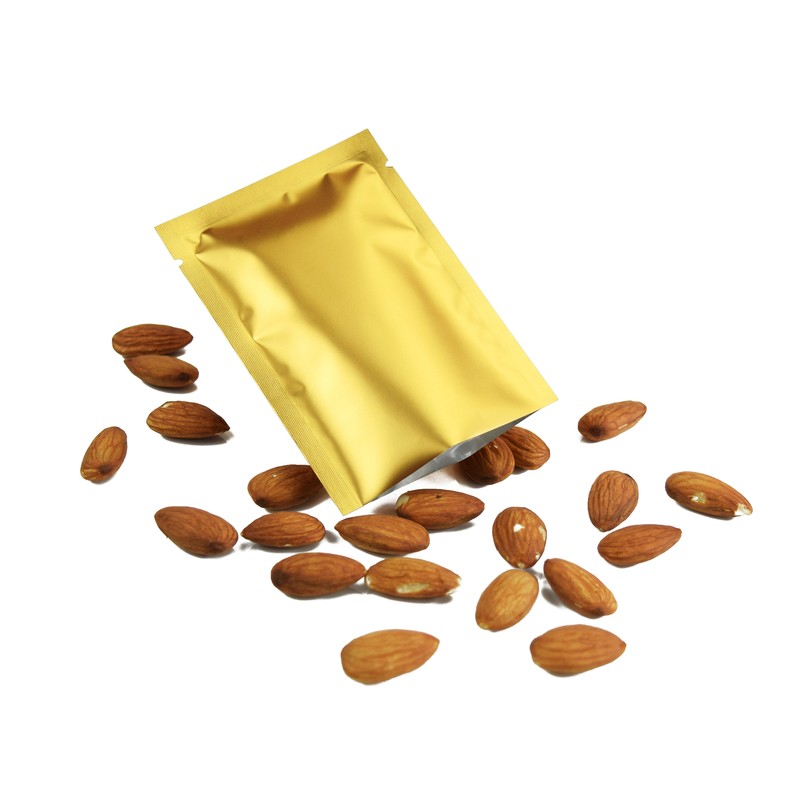 100pc Gold Metallic Mylar Sample Nuts Heat Sealable Bags ~2.5x3.5in Outer Size gallery