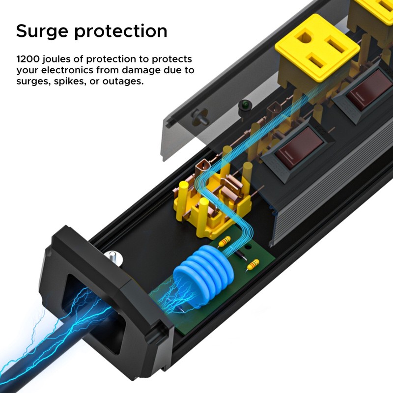 CRST Individual Switch Surge Protector 6-Outlets Wall Mount Power Strip gallery