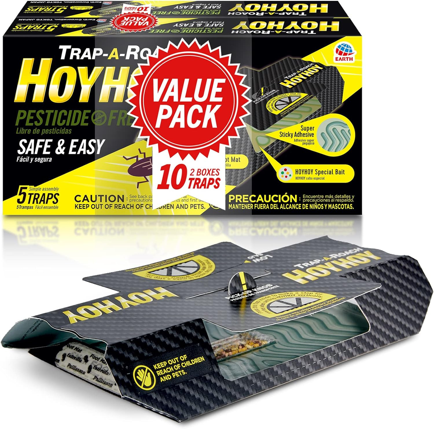 HOY HOY Trap A Roach - 10 Traps [2 Pack] Baited Glue Traps, Great for Home wi... gallery