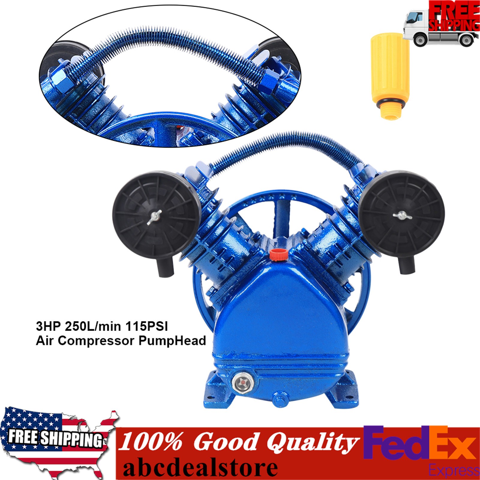 Replacement Air Compressor Pump Single Stage V Style Twin Cylinder 3 HP 2-Piston gallery