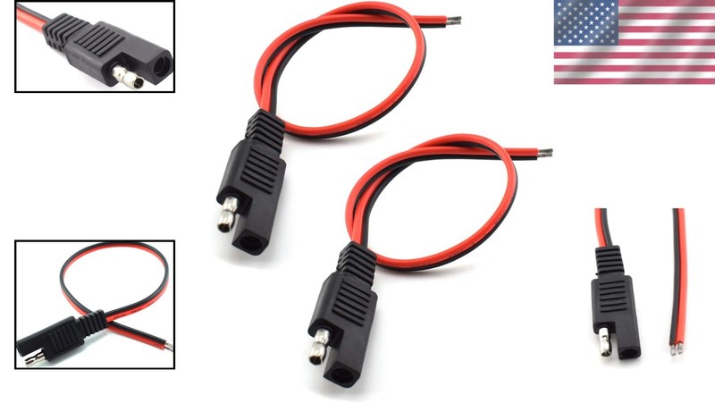 Durable 18AWG SAE Extension Plug Cable - Quick Connect Solar Solution (2 Pcs) gallery