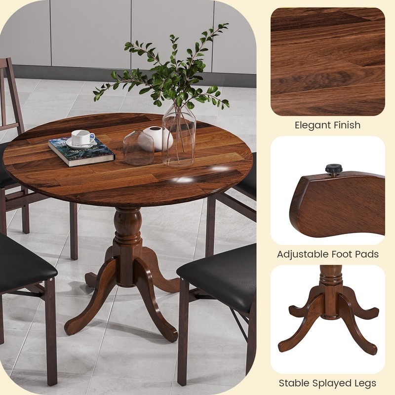 Wooden Dining Table Rustic Dining Table w/ Round Tabletop & Curved Trestle Legs gallery