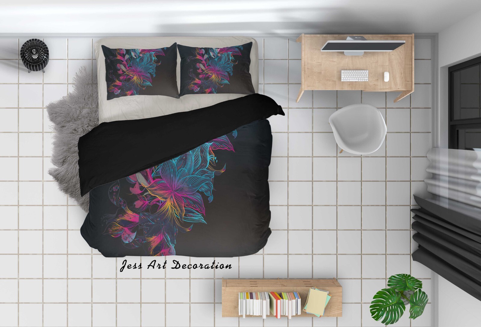 3D Abstract Floral Glowing Colorful Quilt Cover Set Bedding Sets Pillowcases 64 gallery