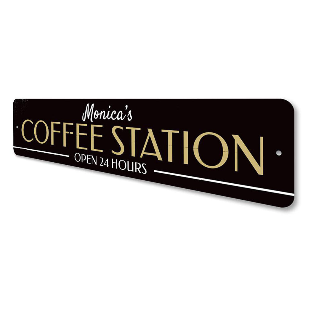 Personalized Coffee Station Open 24 Hours Kitchen Metal Decor Sign gallery