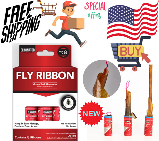 Eliminator Non-Toxic Fly Ribbon, 8 Pack, Poison-Free Pest Control, Sticky Paper gallery