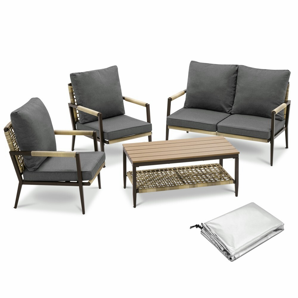Ivinta Outdoor Rattan Conversation Sets, 4 Pieces Wicker Patio Furniture Sets gallery