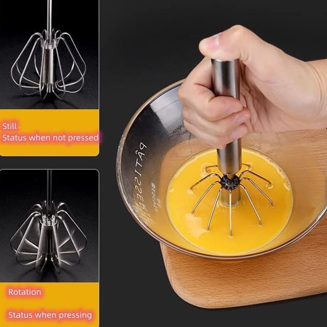 Semi-Automatic Egg Whisk Hand Push Egg Beater Stainless Steel Blender Mixer Tool gallery