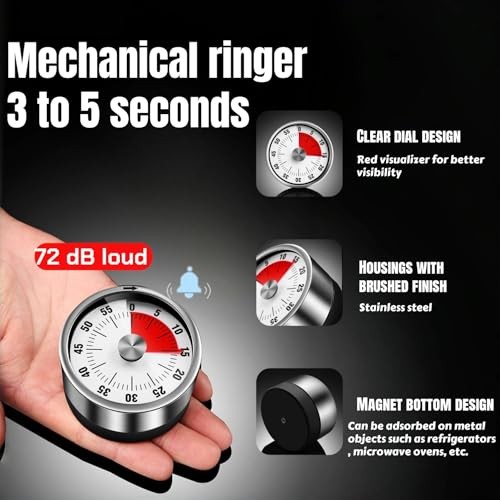 Kitchen timers for Cooking,Visual Mechanical Timer, from 0 to 60 Minutes,No gallery